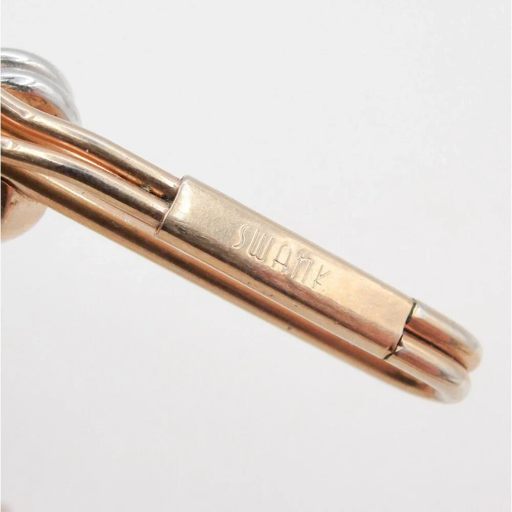 Vintage Swank Two Tone Gold Silver Love Knot Cufflinks Tie Clip Set Mens Jewelry